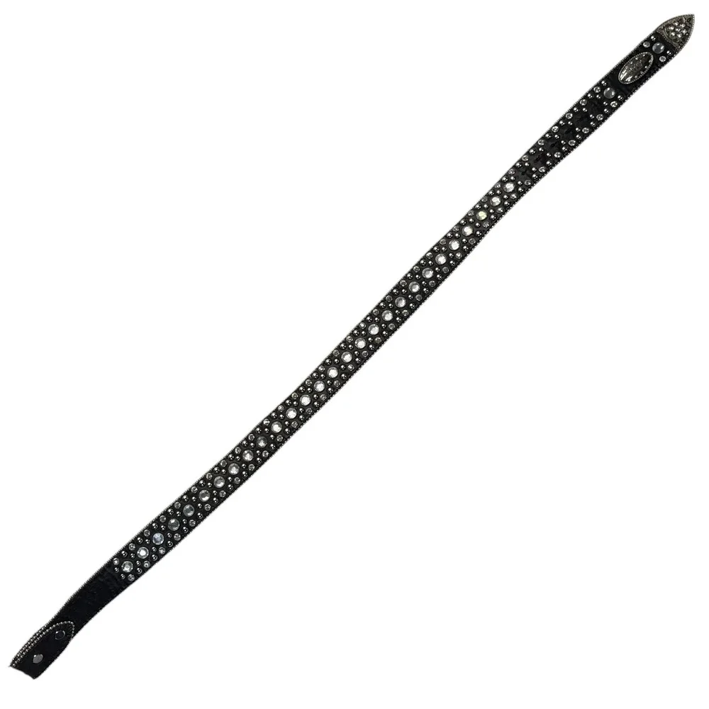 W.B.‎ Atlas Belt Womens 32 Black Leather Rhinestone Studded Western Cowgirl Y2K